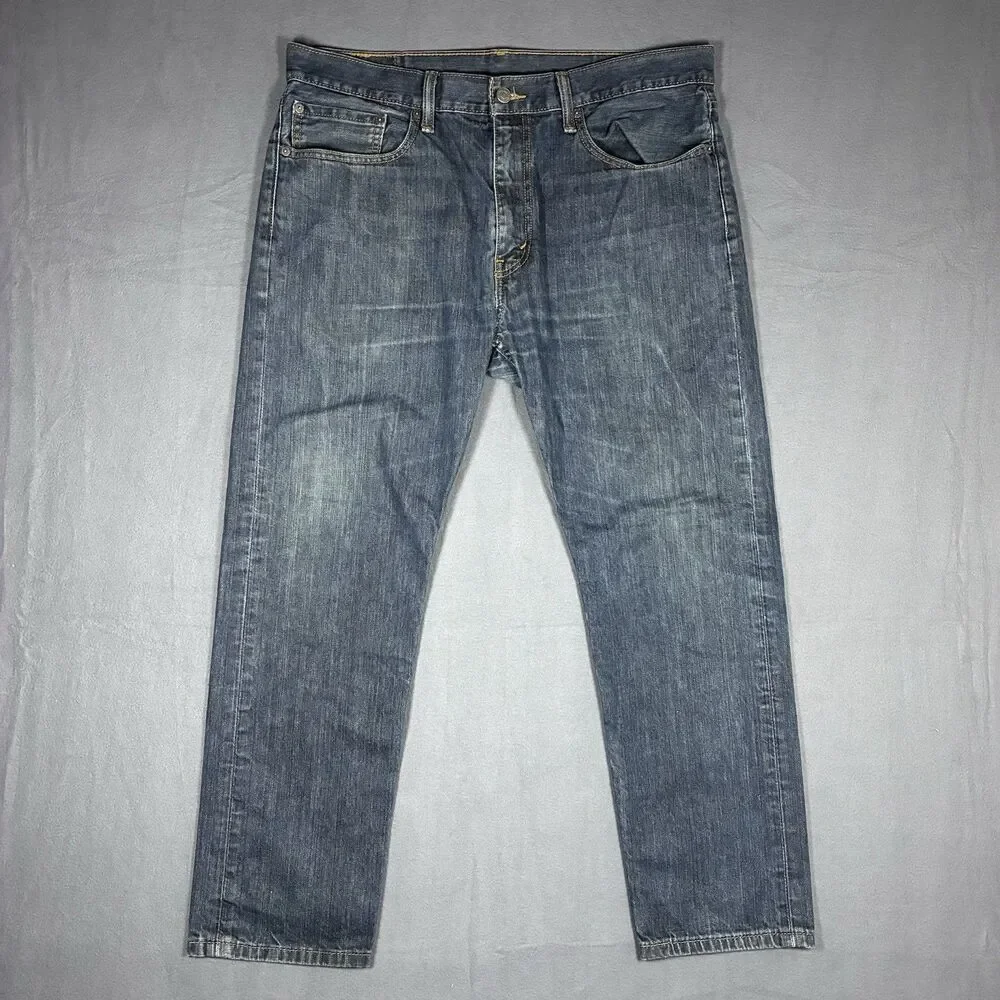 Levis Mens Jeans 502 36 x 30 Taper Fit Light Blue Stretch Cotton Medium Wash